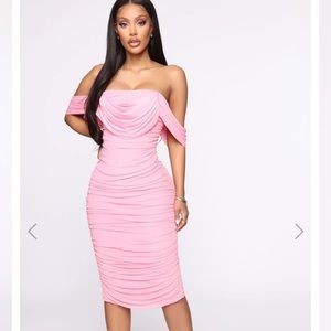 I am selling a fashion nova pink midi dress